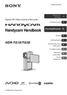 Sony HDR TG 3E manual. Camera Instructions.